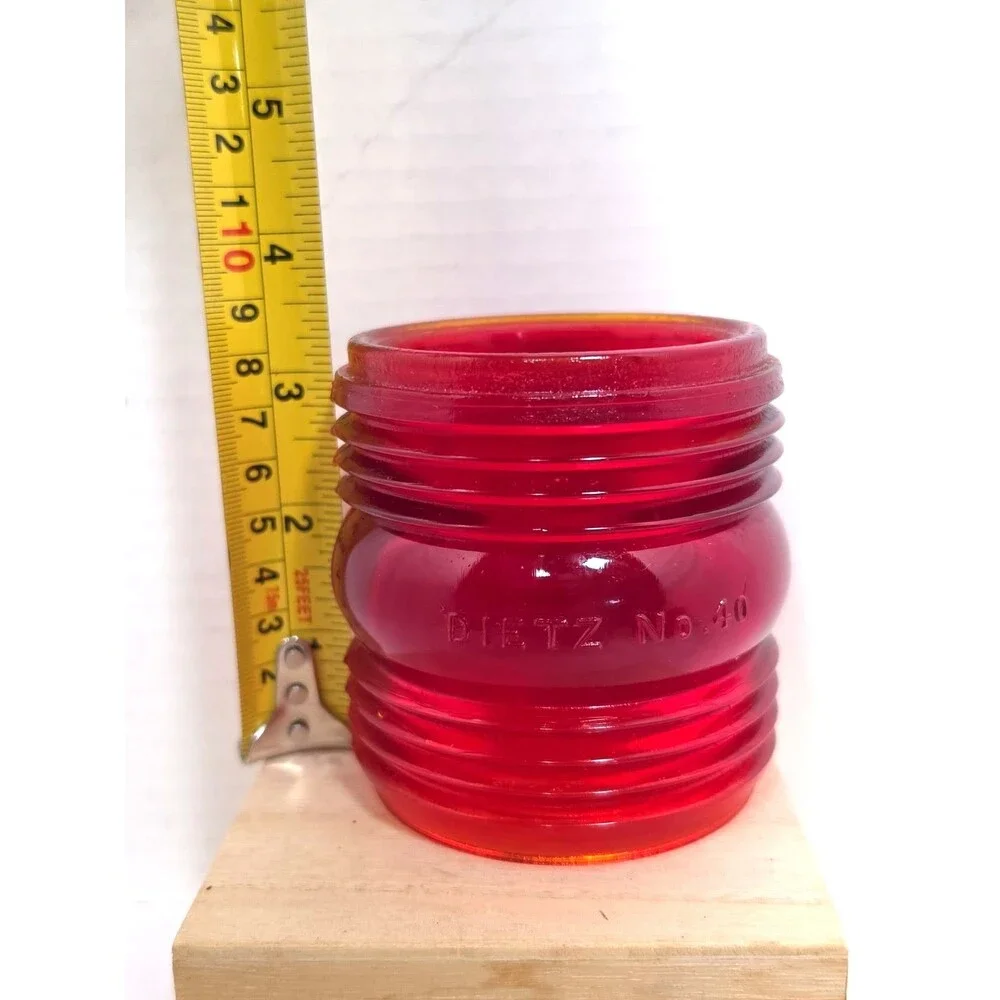 Dietz No. 40 Fresnel Lantern Globe Red Traffic Gard Antique Kerosene Glass
